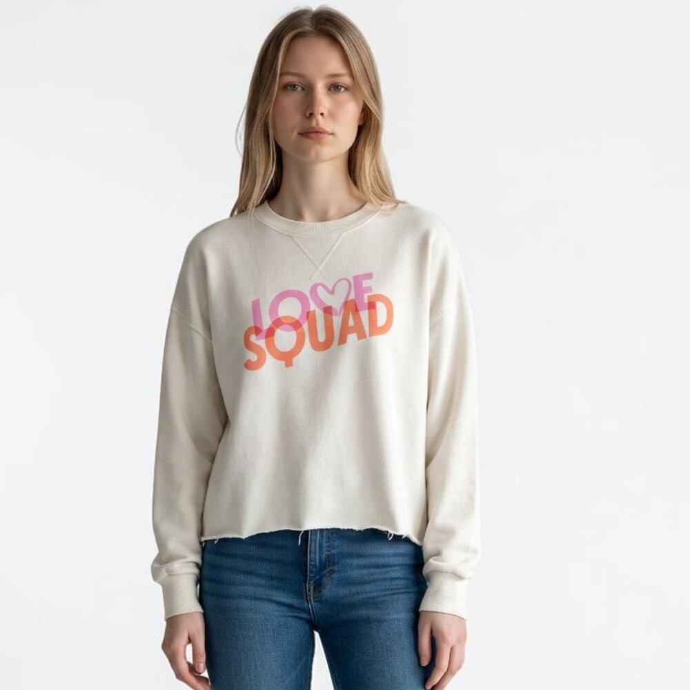 Evereve LOVE SQUAD Distressed Oversized Fit Sweatshirt M/L